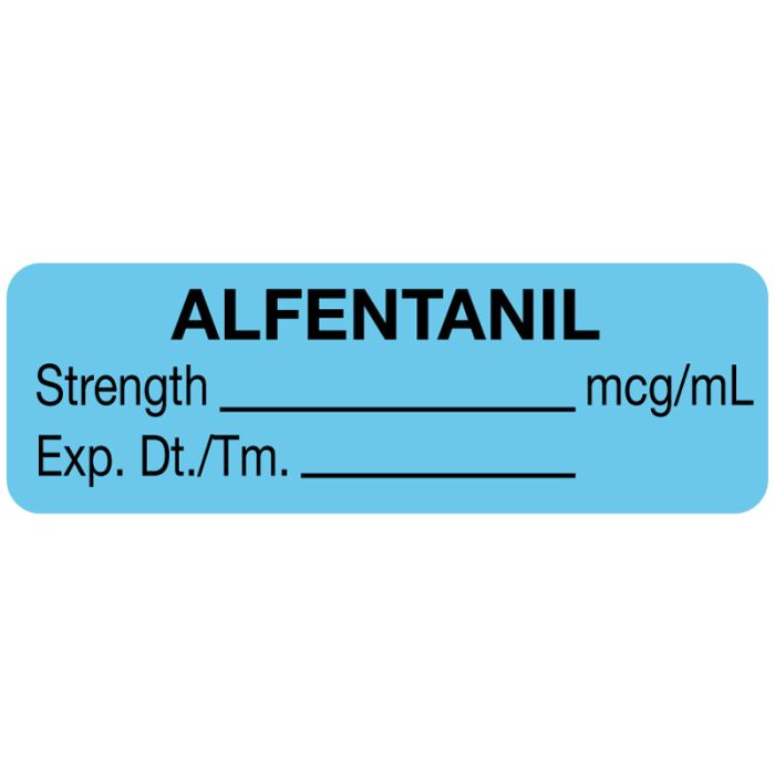 Anesthesia Label, Alfentanil mg/mL, 1-1/2" x 1/2" main product photo