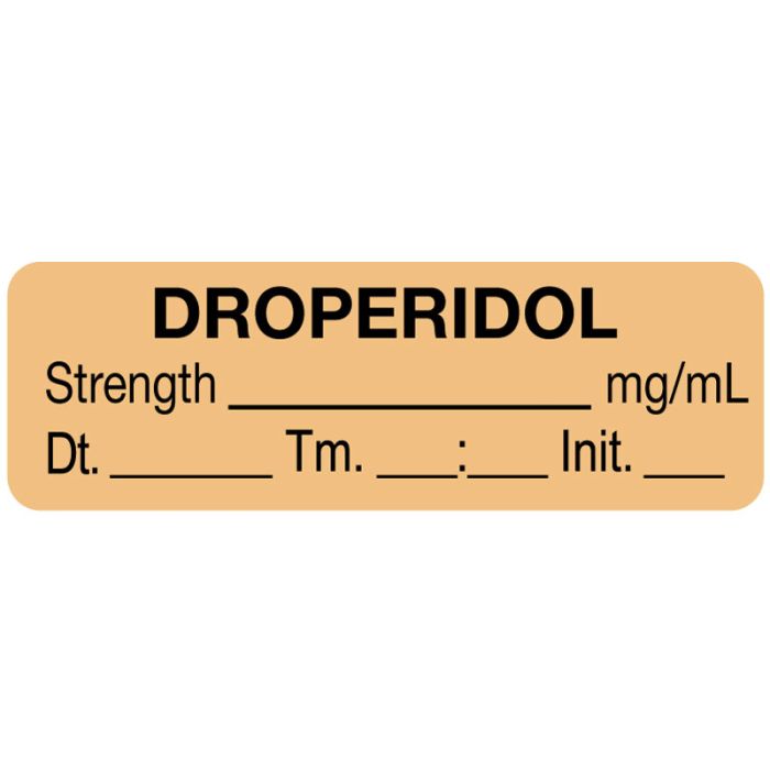 Anesthesia Label, Droperidol mg/mL Date Time Initial, 1-1/2" x 1/2" main product photo