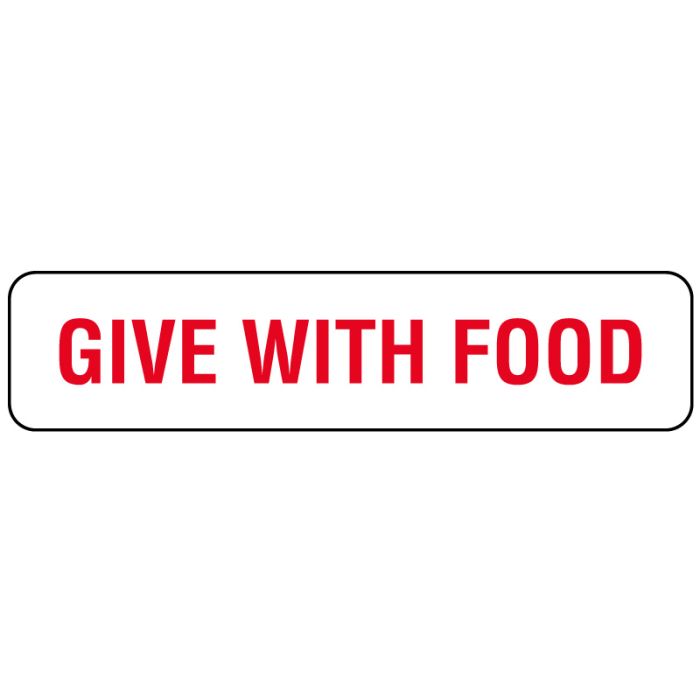 Give With Food, Medication Instruction Label, 1-5/8" x 3C164:C185/8" main product photo