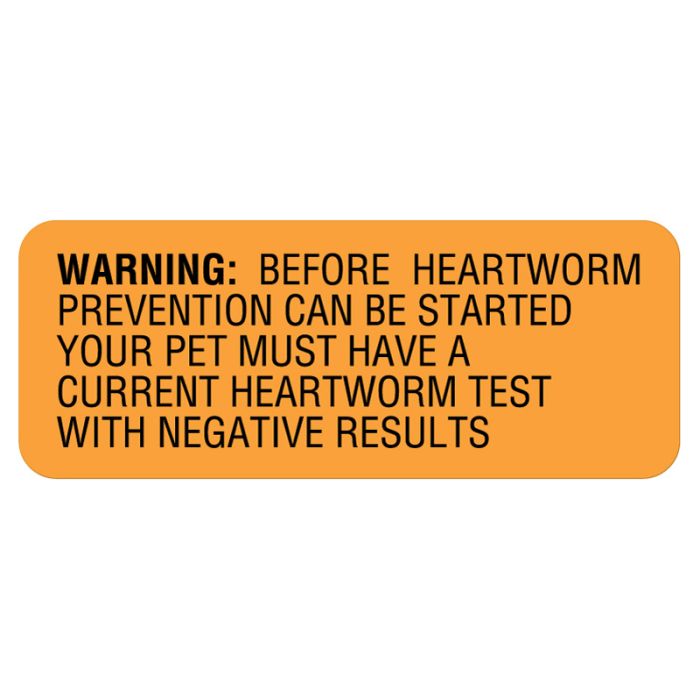 Heartworm Warning, Medication Label, 2-1/4" x 7/8" main product photo