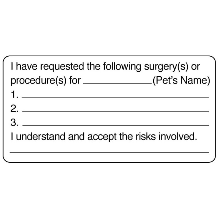 Surgery Procedure, Authorization and Consent for Treatment Label, 4" x 2" main product photo