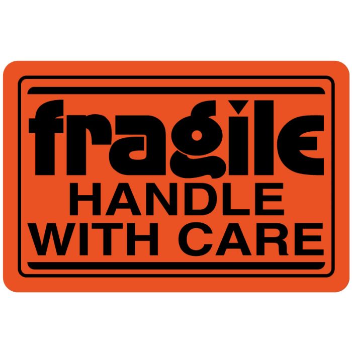 Handle With Care, Fragile Shipping Label, 3 x 2