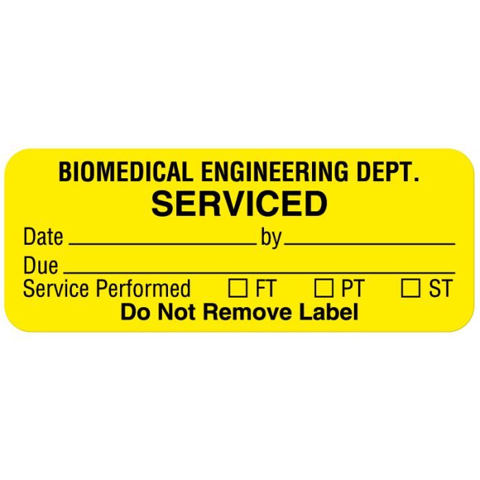 Biomedical Engineering, Equipment Service Label, 2-1/4" x 7/8" main product photo