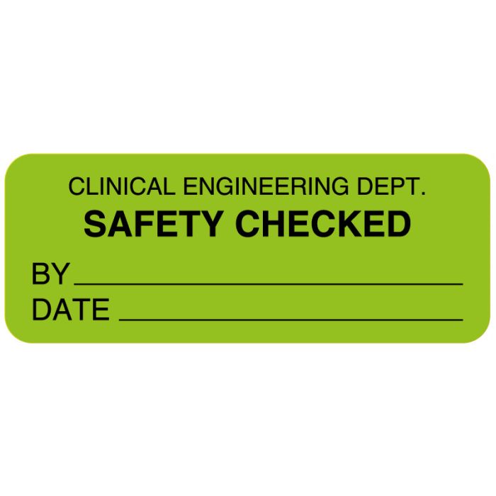 Clinical Engineering Safety Checked Label, 2-1/4" x 7/8" main product photo