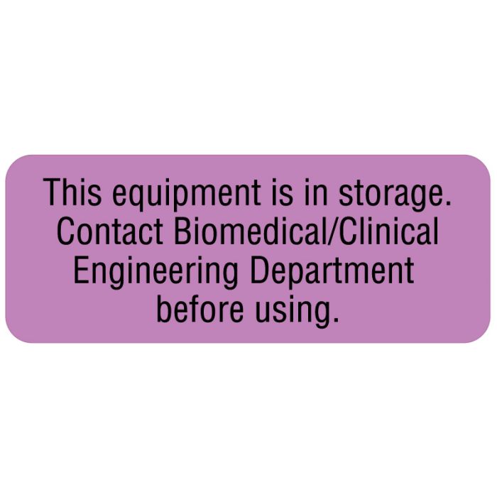Biomedical Clinical Engineering, Equipment Storage Label, 2-1/4" x 7/8" main product photo