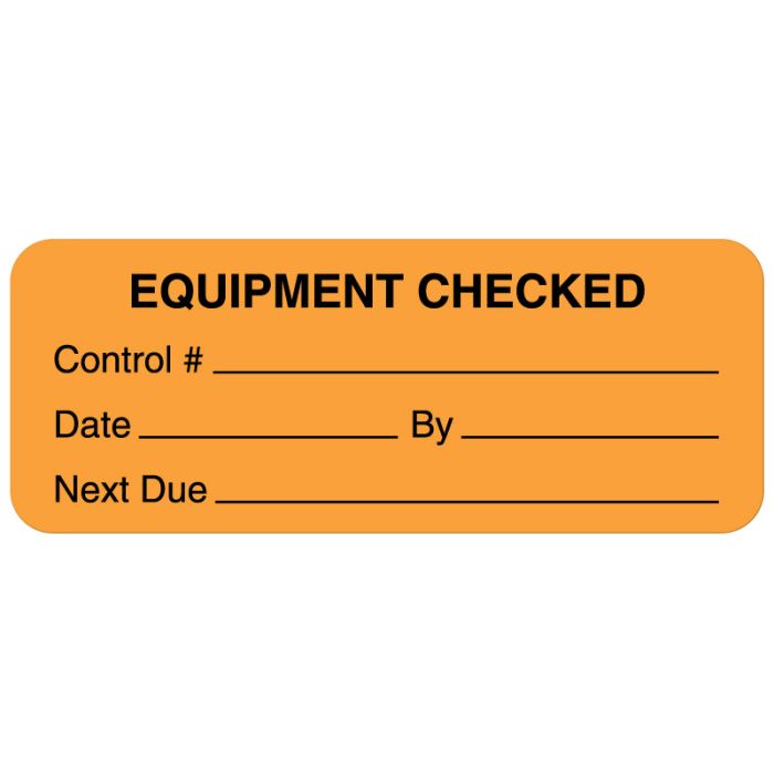 Status Control Number, Equipment Checked Label, 2-1/4" x 7/8" main product photo