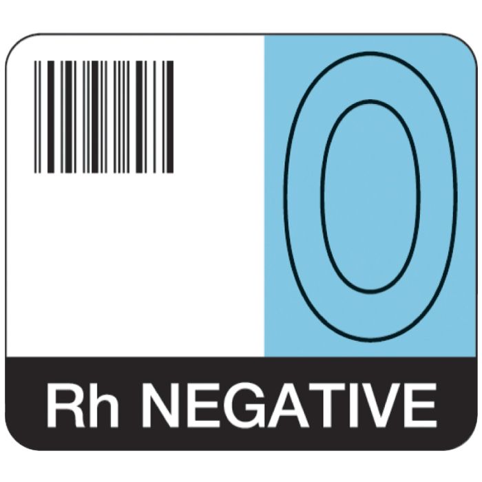 O Rh Negative, Codabar ABO Group Label, 1-7/10" x 1-1/2" main product photo