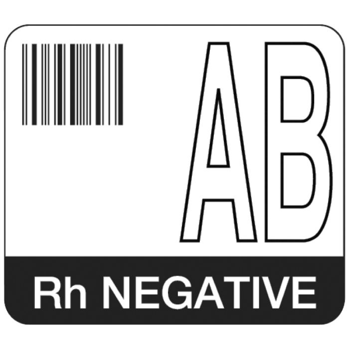 AB Rh Negative, Codabar ABO Group Label, 1-7/10" x 1-1/2" main product photo