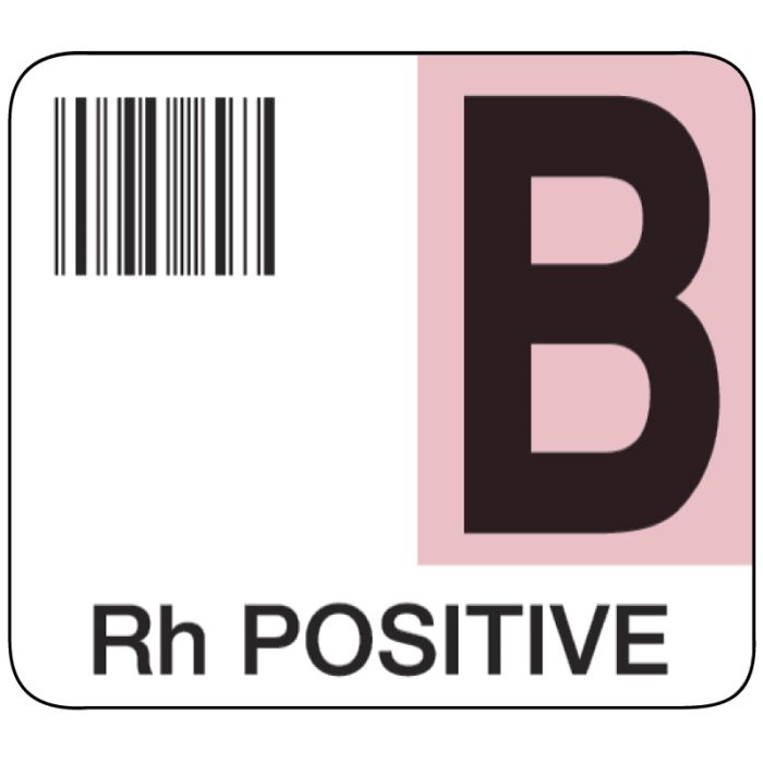 B Rh Positive, Codabar ABO Group Label, 1-7/10" x 1-1/2" main product photo