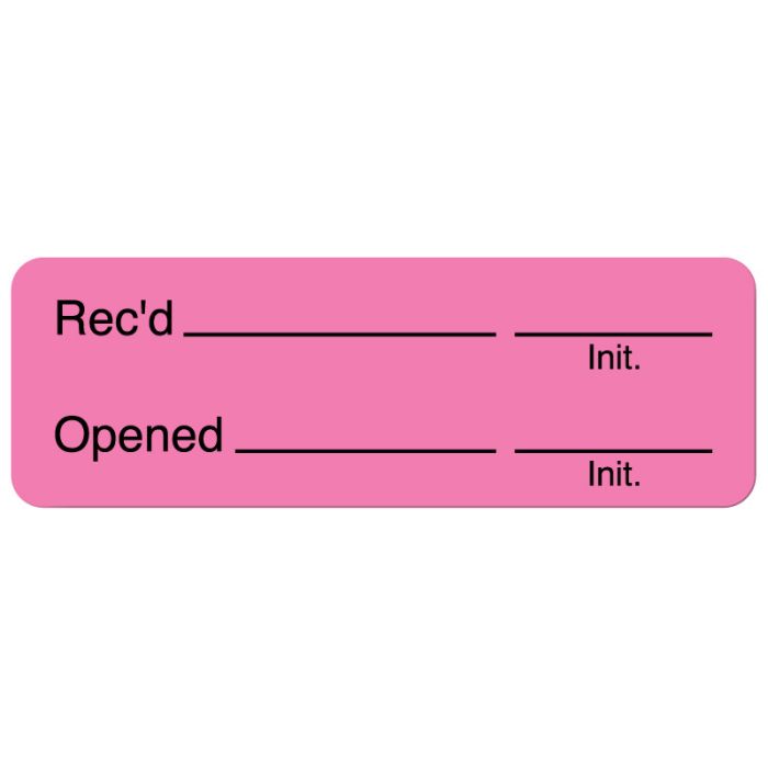 Received Initials Opened, Quality Control Label, 1-1/2" x 1/2" main product photo