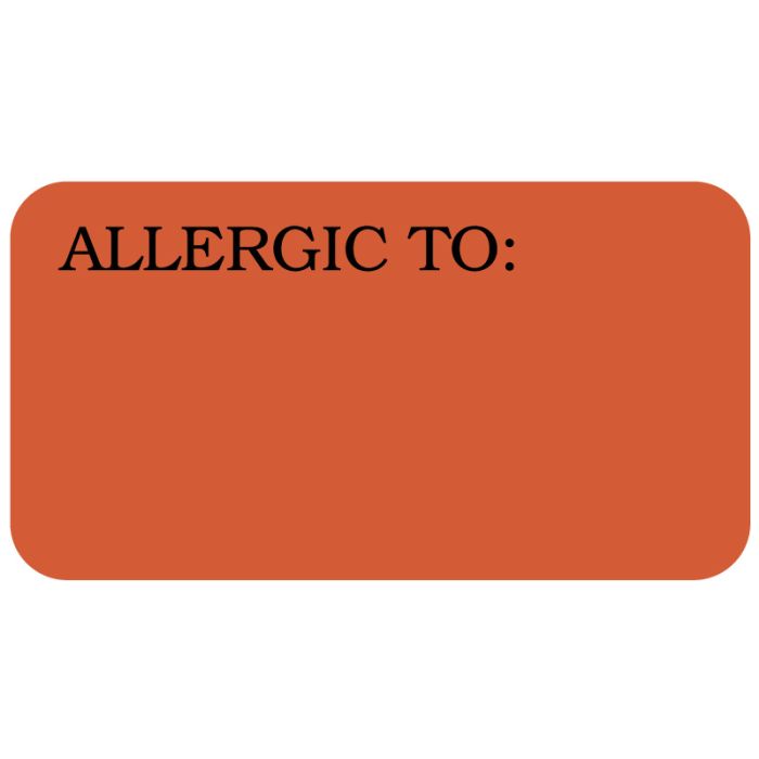 Allergic To, Allergy Alert Label, 1-5/8" x 7/8" main product photo