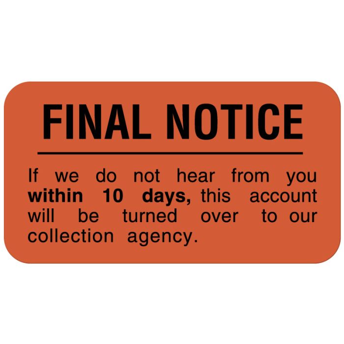 Final Notice, Final Billing Label, 1-5/8" x 7/8" main product photo