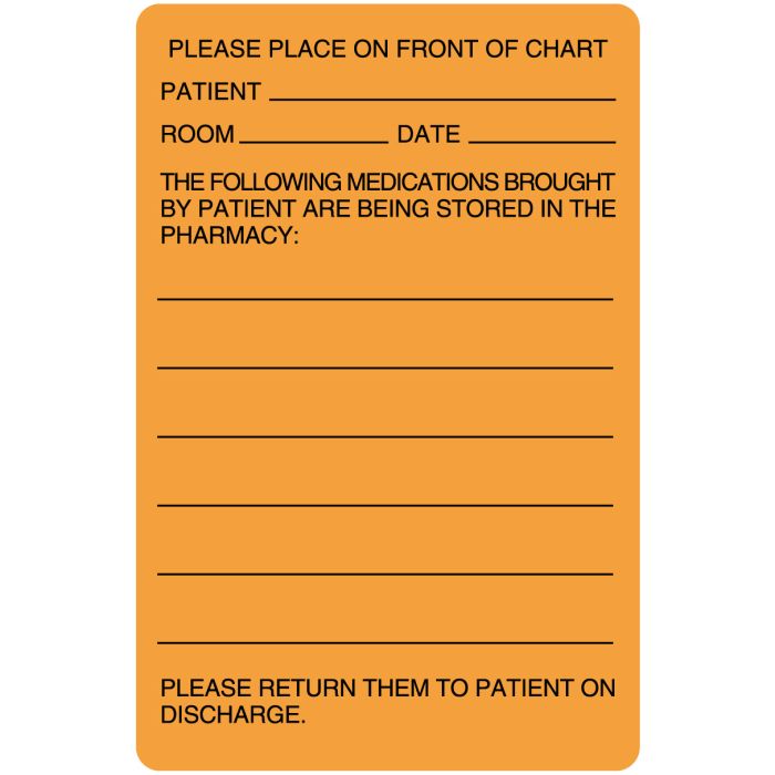 Please Place On Front Of Chart, Pharmacy Communication Label, 2-5/8" x 4" main product photo