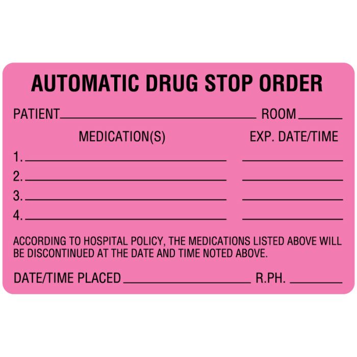 Drug Renewal And Stop Order Label, 4" x 2-5/8" main product photo