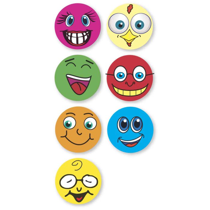 Smiley Faces, Kids' Sticker, 1 x 1