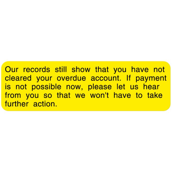 Payment Reminder Record-Second Billing, 3" x 7/8" main product photo