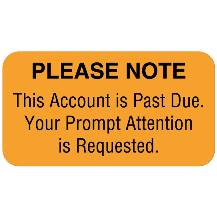 Please Note This Account, Past Due Label, 1-5/8" x 7/8" main product photo
