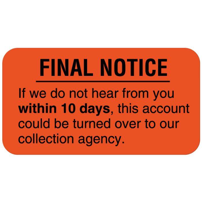 Collections, Final Notice Label, 1-5/8" x 7/8" main product photo