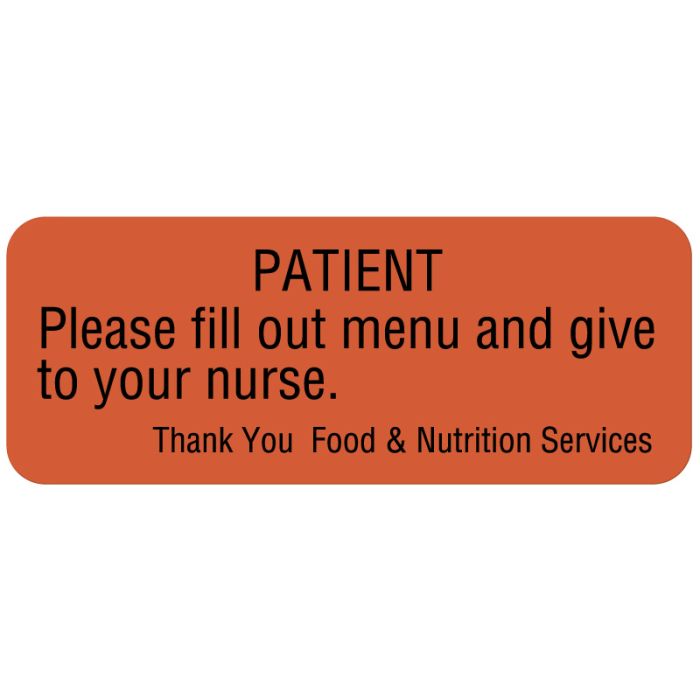 Menu, Communication To Patient Labels, 2-1/4" x 7/8" main product photo