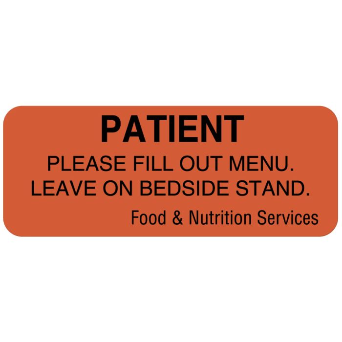 Menu, Communication To Patient Labels, 2-1/4" x 7/8" main product photo