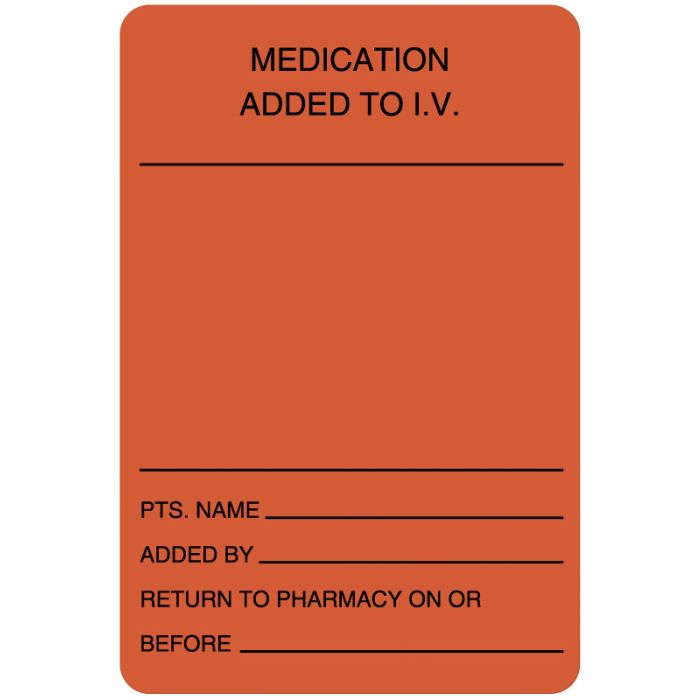 IV Medication Added Label, 2" x 3" main product photo