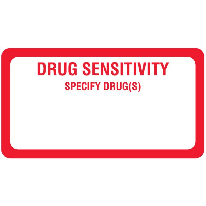 Drug Sensitivity Alert Label, 3" x 1-5/8" main product photo