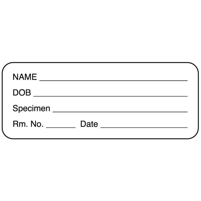 Name Specimen Rm. No. Date, Pathology Labels, 2-1/4" x 7/8" main product photo