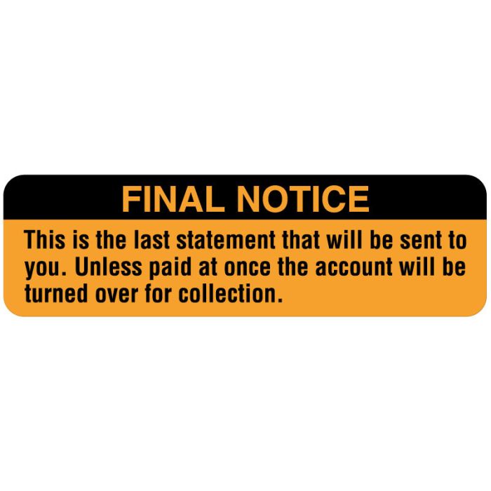 Final Notice, Final Billing Label, 3" x 7/8" main product photo