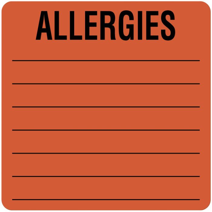 Allergies, Allergy Alert Label, 2-1/2" x 2-1/2" main product photo