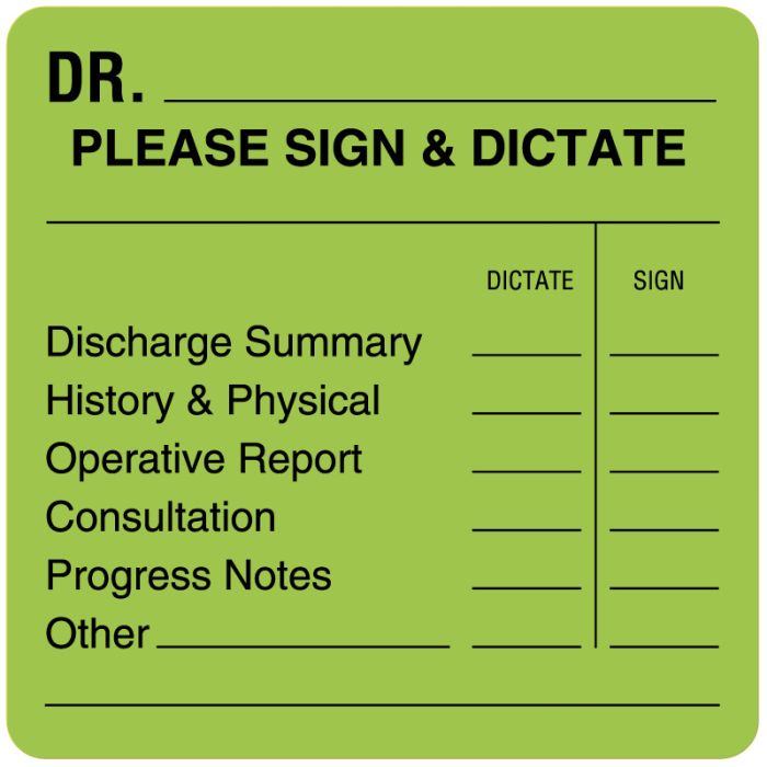 Dictate Discharge, Internal Processing Label, 2-1/2" x 2-1/2" main product photo