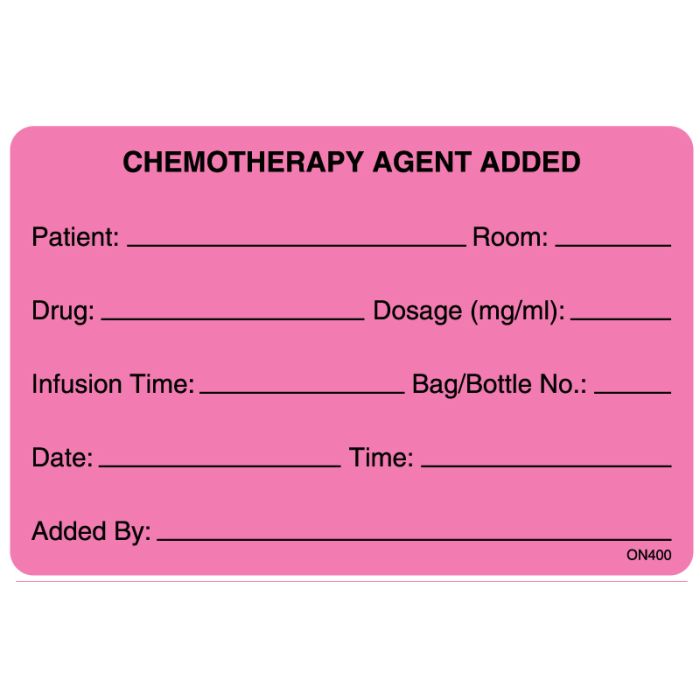 Chemotherapy Added, Medication Label, 4" x 2-5/8" main product photo