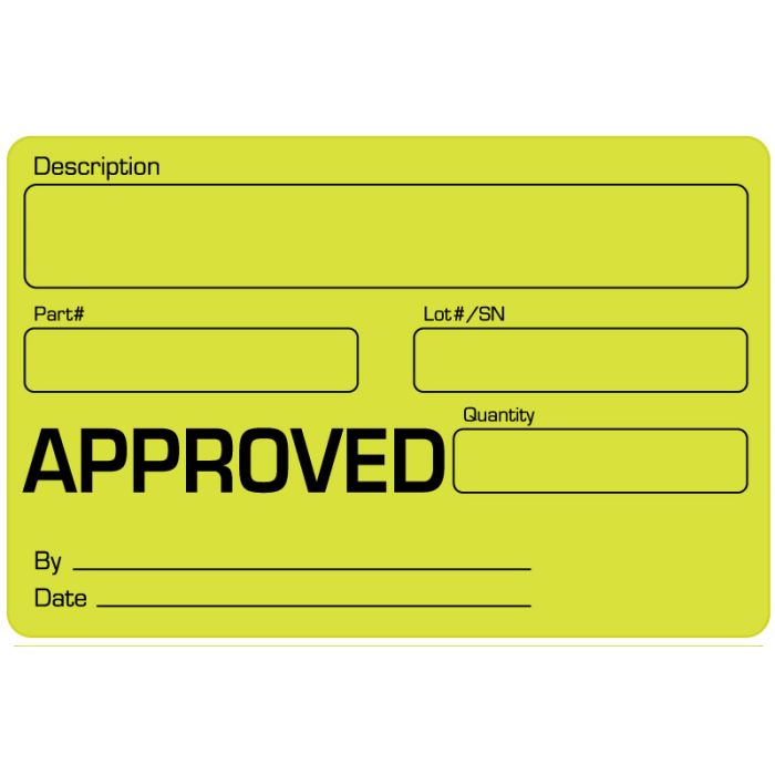 Description Part# Lot#, Quality Control Label, 4" x 2-5/8" main product photo