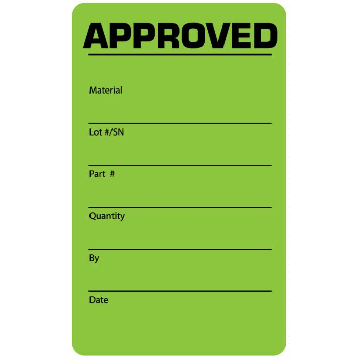 Approved Material Lot, Quality Control Label, 2-1/8" x 3-1/2" main product photo