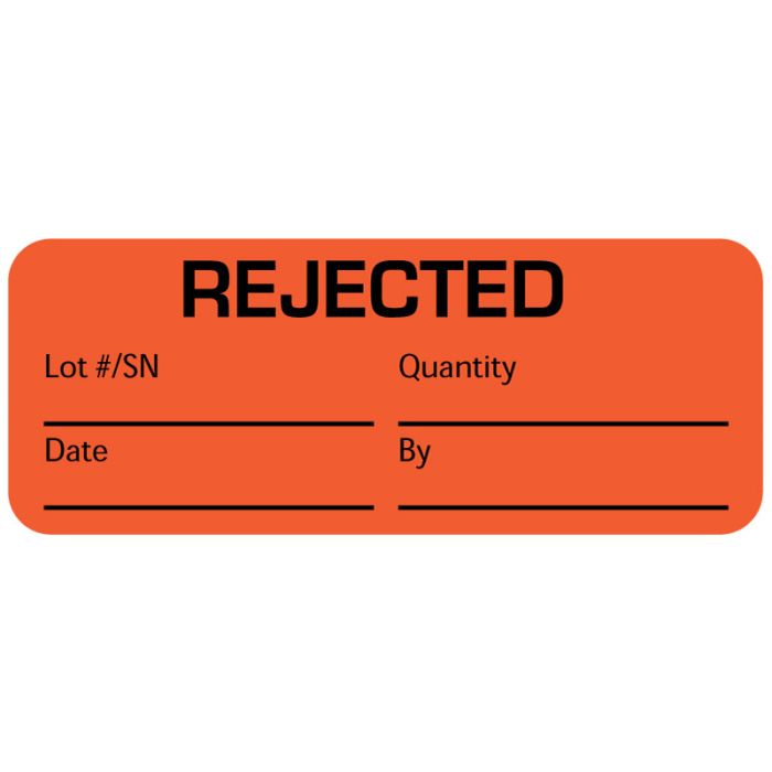 Rejected, Quality Control Label, 2-1/4" x 7/8" main product photo