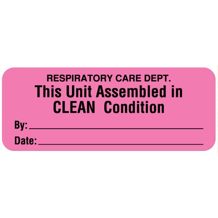 This Unit Assembled In Clean, Respiratory Care Label, 2-1/4" x 7/8" main product photo