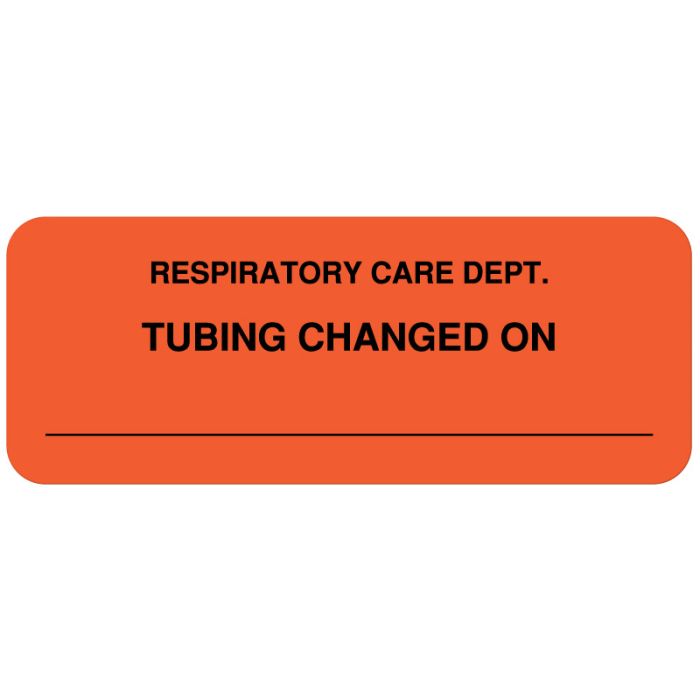 Tubing Changed On, Respiratory Care Label, 2-1/4" x 7/8" main product photo