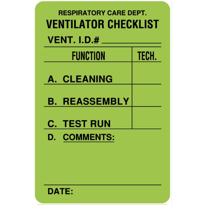 Ventilator Label, 2" x 3" main product photo