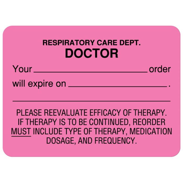 Doctor Your Order Will, Respiratory Care Label, 2-3/8" x 1-3/4" main product photo