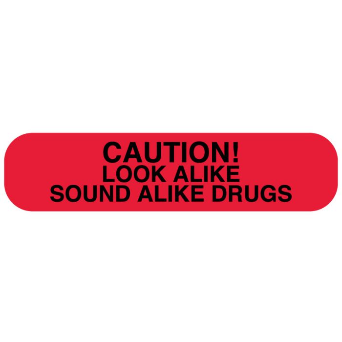 Caution Look Alike, Medication Instruction Label, 1-5/8" x 3/8" main product photo