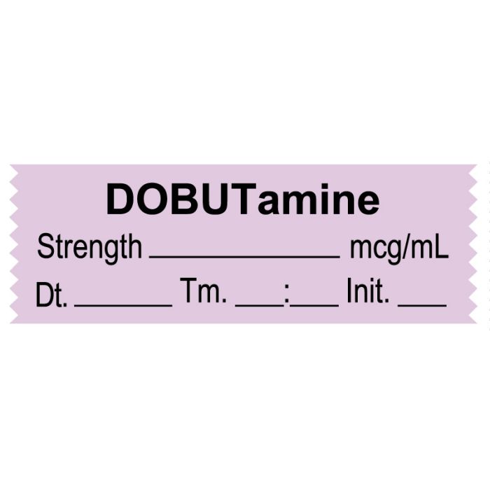 Anesthesia Tape, Dobutamine mcg/mL, Date Time Initial, 1-1/2" x 1/2" main product photo