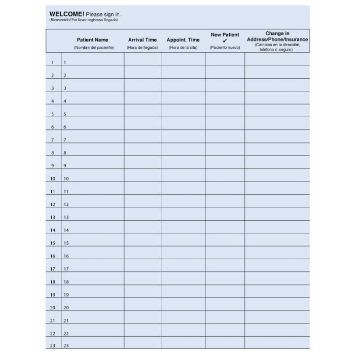Duplicate Sign-In Sheet, Bilingual, 8-1/2" x 11" main product photo