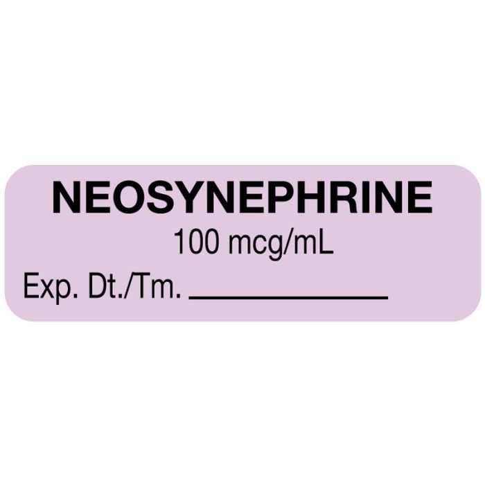 Anesthesia Label, Neosynephrine 100 mcg/mL, 1-1/2" x 1/2" main product photo