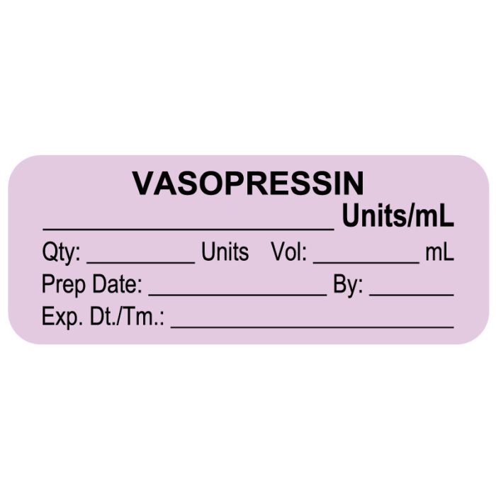Anesthesia Label, Vasopressin Units/mL, 2" x 3/4" main product photo