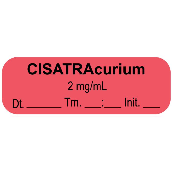 Anesthesia Label, CISATRAcurium 2 mg/mL, 1-1/2" x 1/2" main product photo