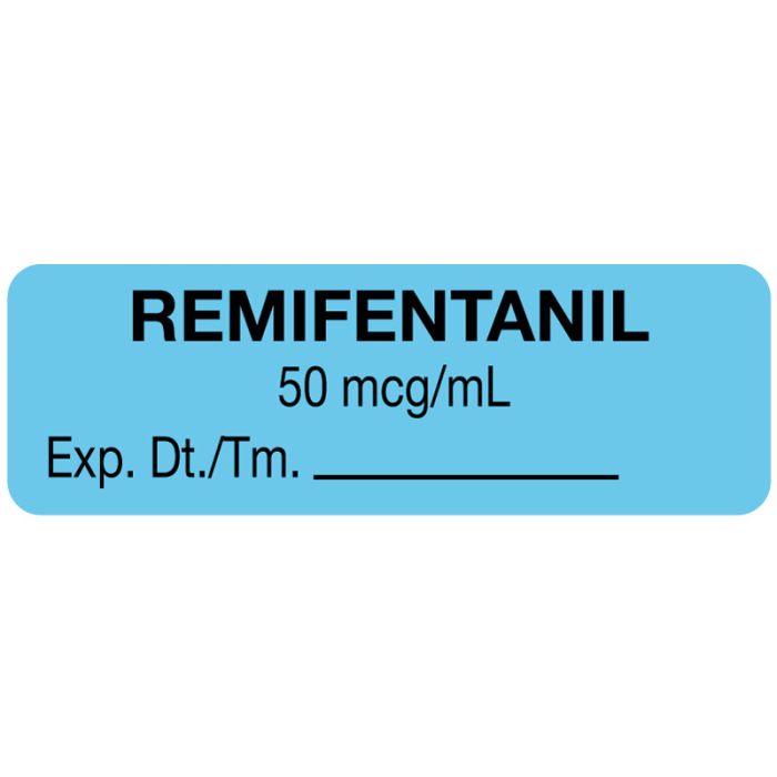 Anesthesia Label, Remifentanil 50mcg/mL, 1-1/2" x 1/2" main product photo