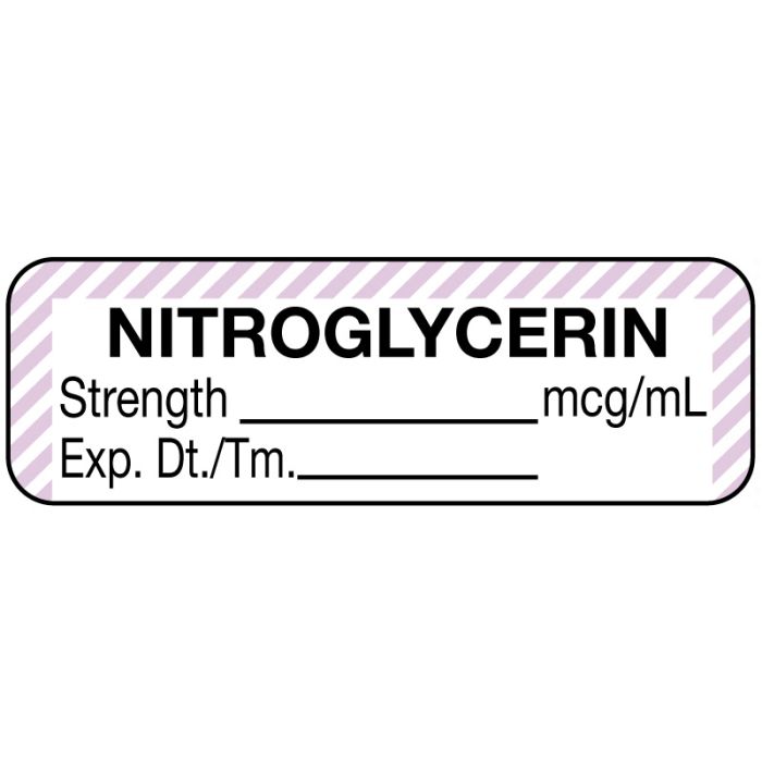 Anesthesia Label, Nitroglycerine mcg/mL, 1-1/2" x 1/2" main product photo