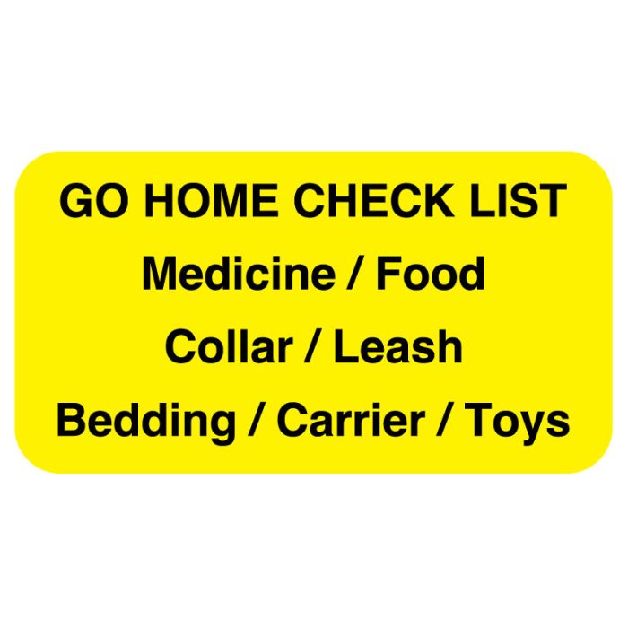 Go Home, Boarding And Grooming Care Label, 1-5/8" x 7/8" main product photo