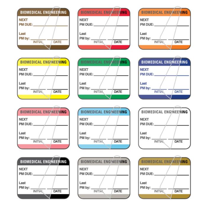 12 Color Biomed Equipment Inspection Kit, 1-1/4" x 1" main product photo