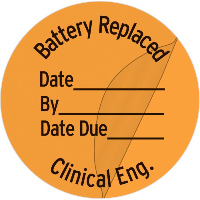 Battery Replaced Clinical Engineering Label, 1" Dia main product photo
