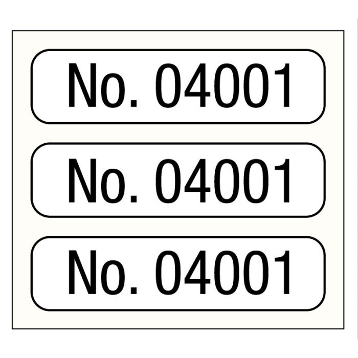 No. 04001-05000, Consecutive Number Label, 1" x 1/4" main product photo